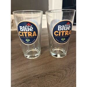 2 LABATT BLUE CITRA CANADIAN 16 OZ BEER GLASSES
